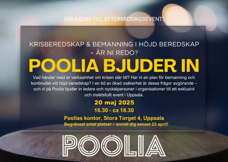 Seminarium om krisberedskap i samarbete med Poolia